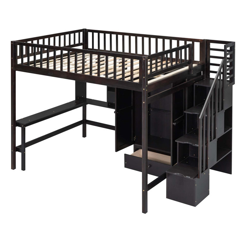Lit mezzanine avec tiroirs Jamner Kids, Double, Espresso