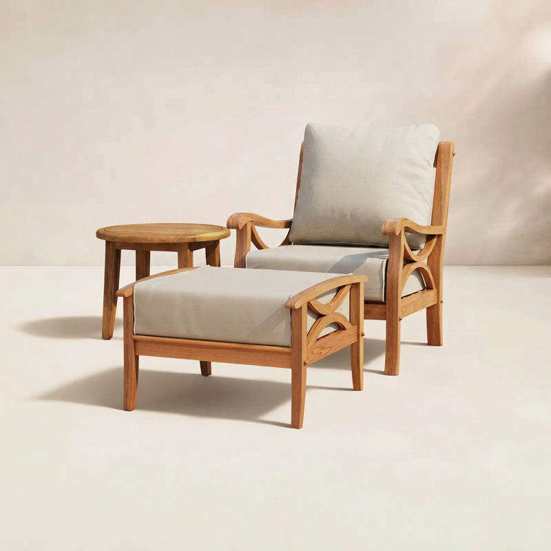Brunswick 2 - Piece Teak Outdoor Seating Group With Cushions, Beige