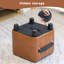 Tabouret décoratif classique en cuir d'inspiration rétro avec poignées et pieds noirs élégants-1814362138