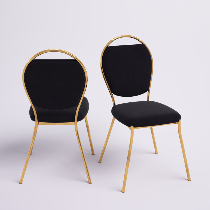 Chaises d'appoint rembourrées en velours Kayda, Velours noir
