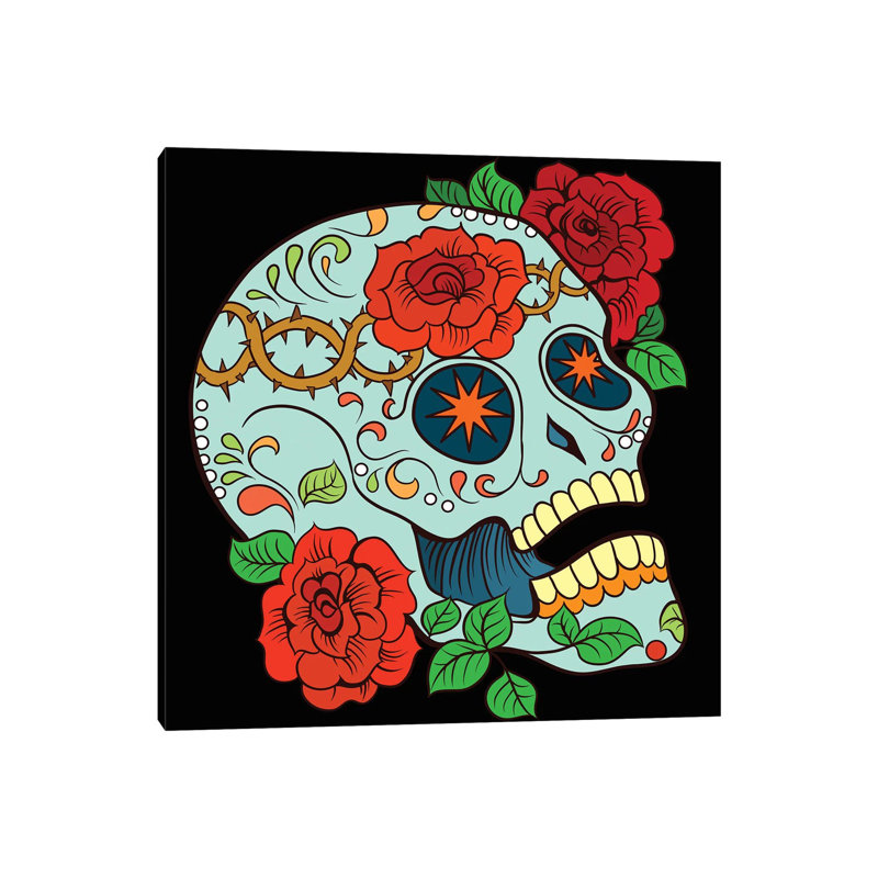 Skull And Roses by Art Mirano - Wrapped Canvas Print, 45.72 cm H x 45.72 cm W