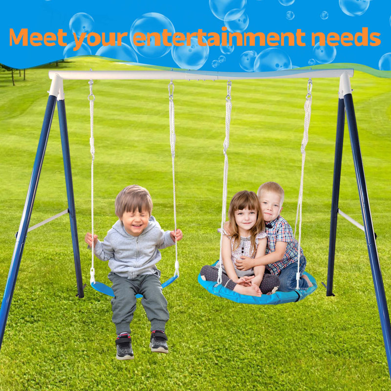 Portique de balançoire en métal pour enfants avec soucoupe