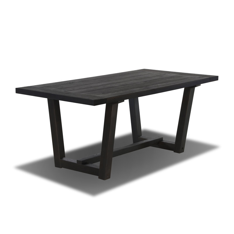 Cascais Rectangular 72'' Solid Wood Table with Industrial Base, Black Oak