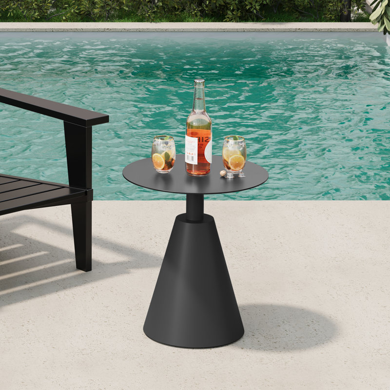 Table d'appoint ronde en aluminium pour l'extérieur, Gris