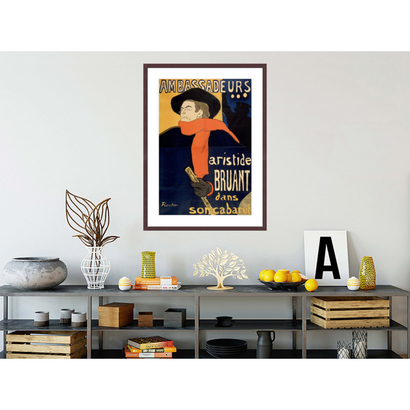 Ambasseurs: Aristide Bruant par Henri de Toulouse-Lautrec, impression giclée encadrée, H 41,5 po x l 30,59 po