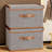 2 PCS Storage Bins with Lids, Collapsible Closet Organizer Container, Fabric Organizer Box with Handles, Decorative Storage Boxes with Lids for Organizing Clothes, Books, Light Grey-412948025