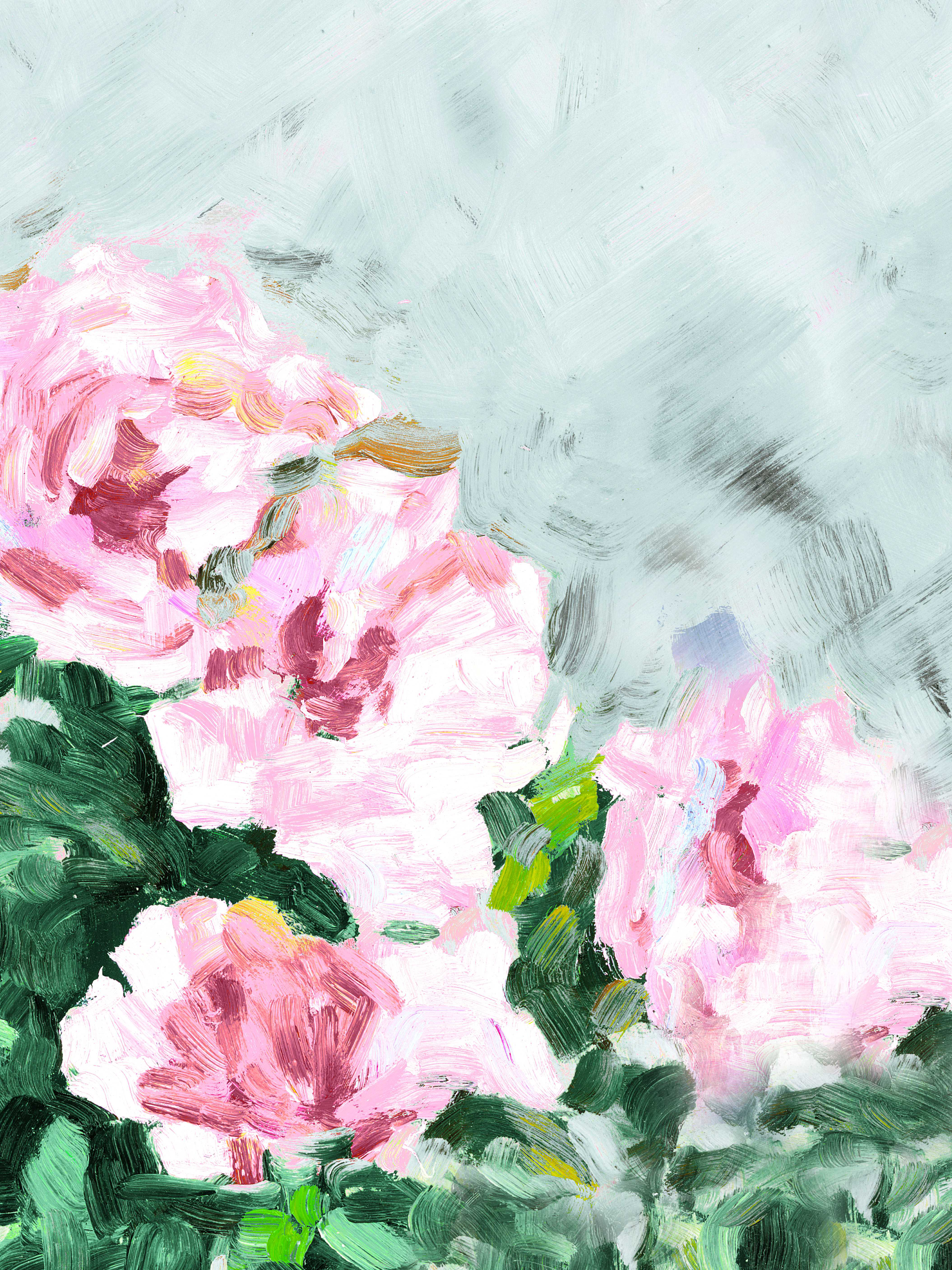 House of Hampton® Abstract Painted Pink Bush Flower - Wrapped Canvas ...