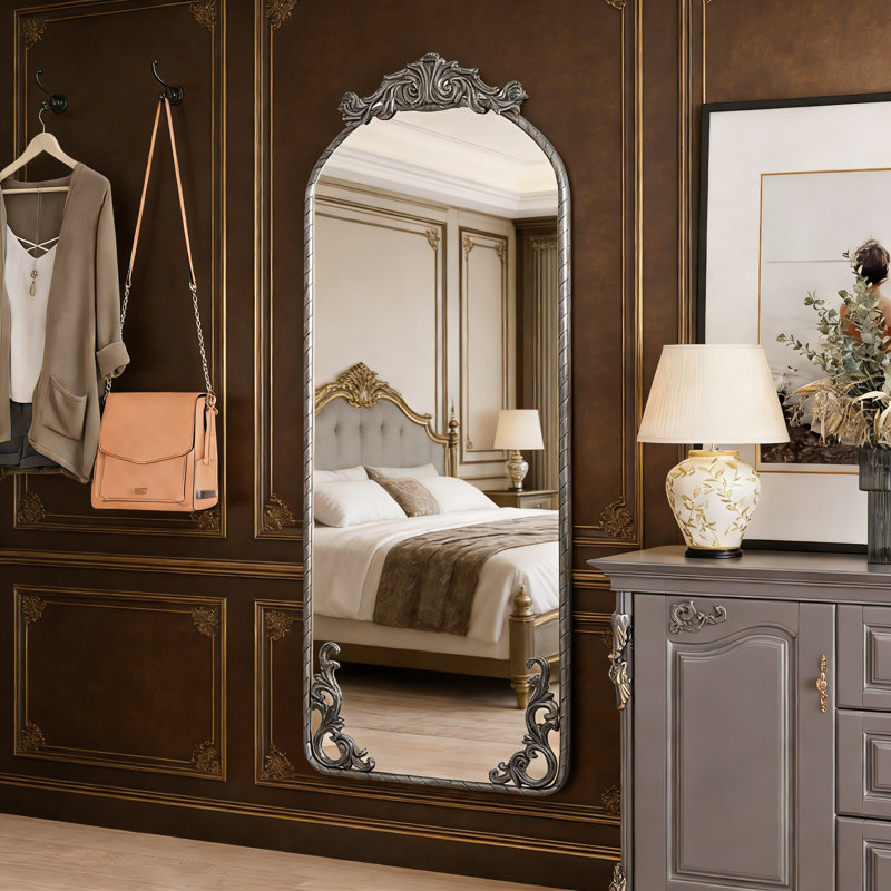 Miroir mural suspendu, Argent antique