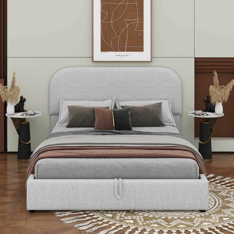 Lit plateforme tapissier Teddy, Lit double