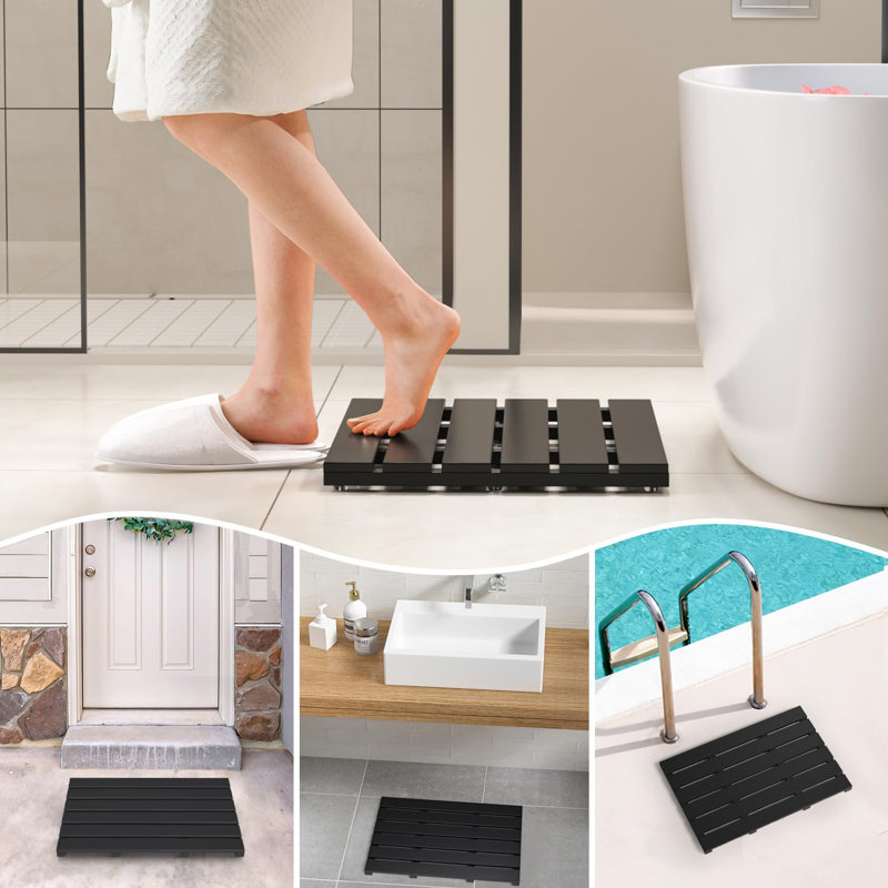 Tapis de douche en bois et bambou