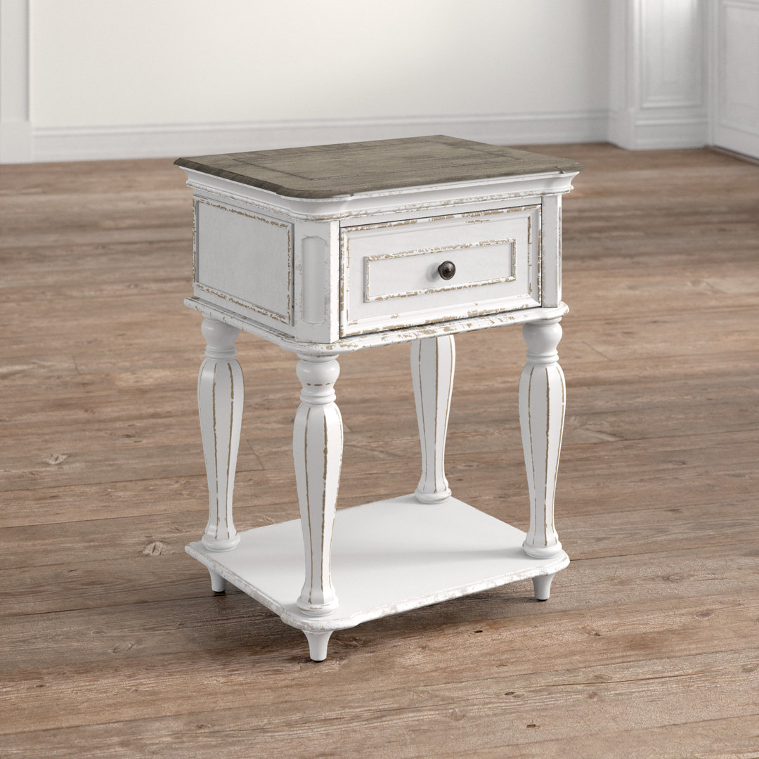 Colchester 1 - Drawer Nightstand in Antique White/Brown Laurel Foundry Modern Farmhouse®