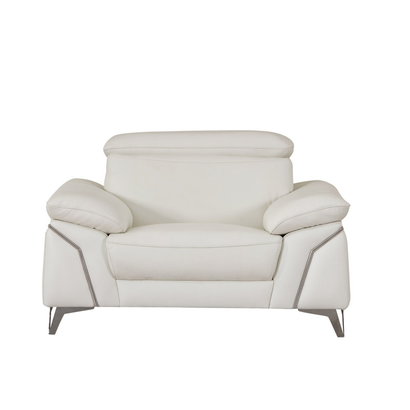Chaise en cuir italien à grain supérieur, Blanc