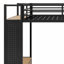 Lit mezzanine avec garde-robe, tablettes de rangement et panneau perforé-195990842