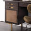 Bureau rectangulaire noir en bois massif avec 2 tiroirs-1345491479