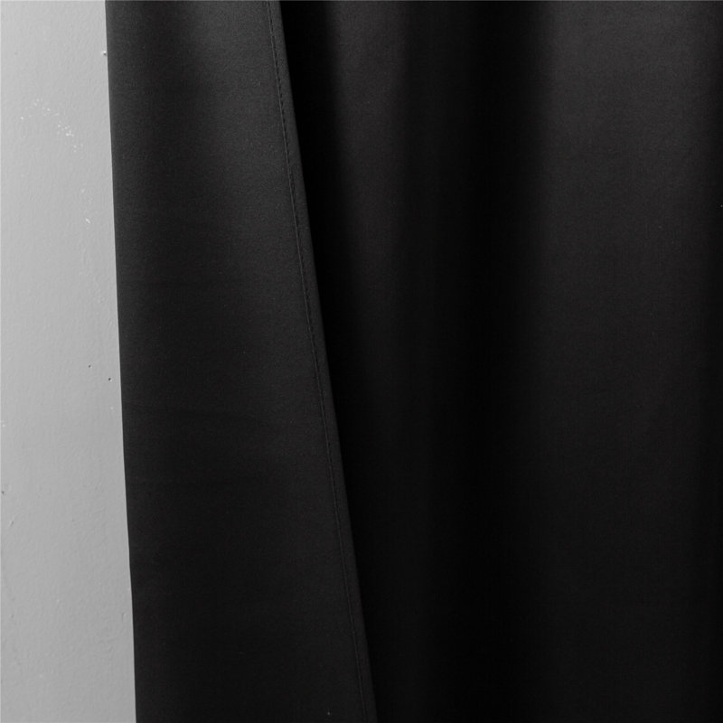 Polyester Blackout Curtain, Black, 52" W x 63" L