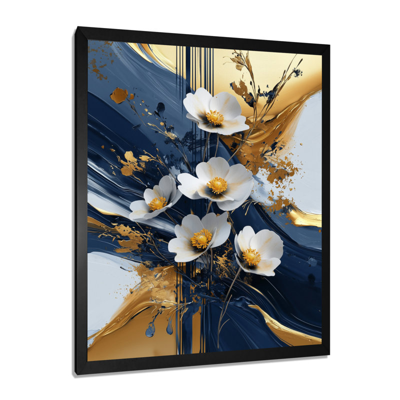 Ricco - reproduction d'art sur toile florale, H 32 po x l 16 po, Noir, noir, noir, noir