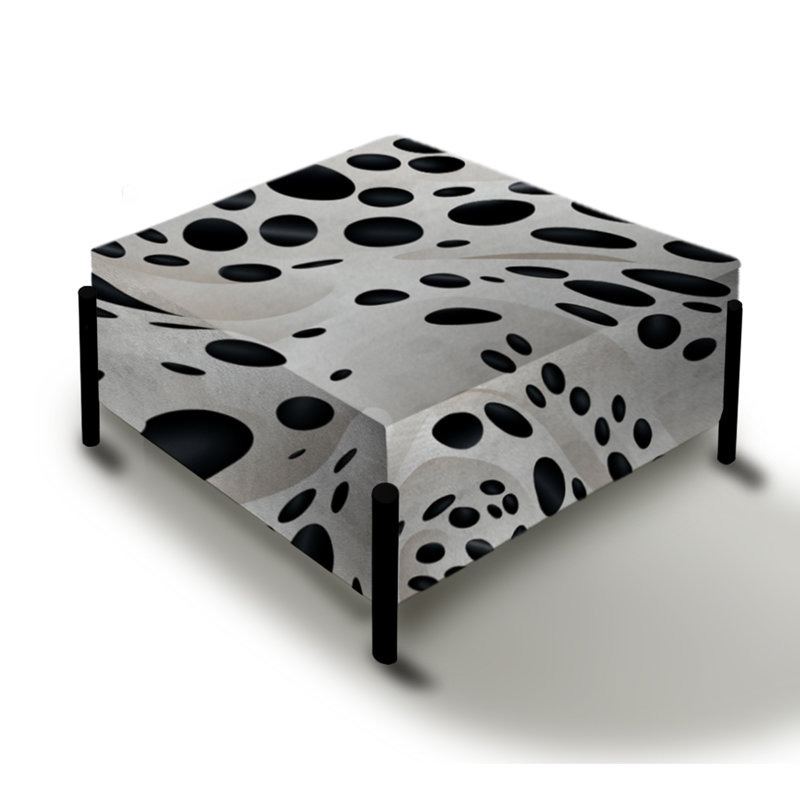 Motif léopard des neiges blanc et noir - Grand repose-pieds carré géométrique