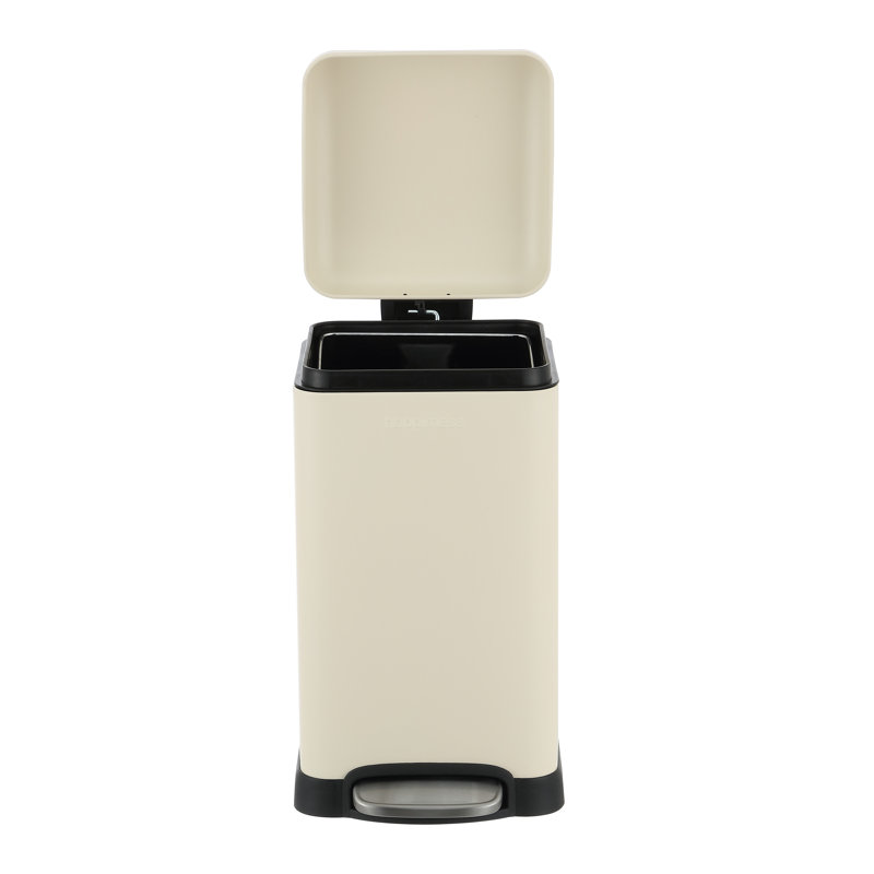 Betty Retro Steel Step On Trash Can, 3.2 Gallons, Limestone Beige