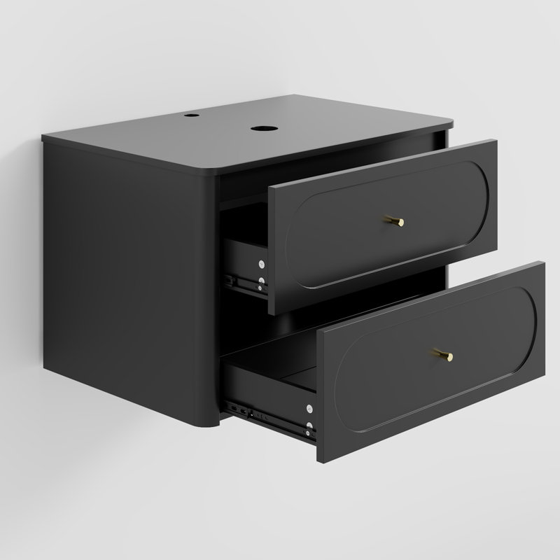 Base de meuble-lavabo mural simple 30 po, conception épurée et bords arrondis, Noir