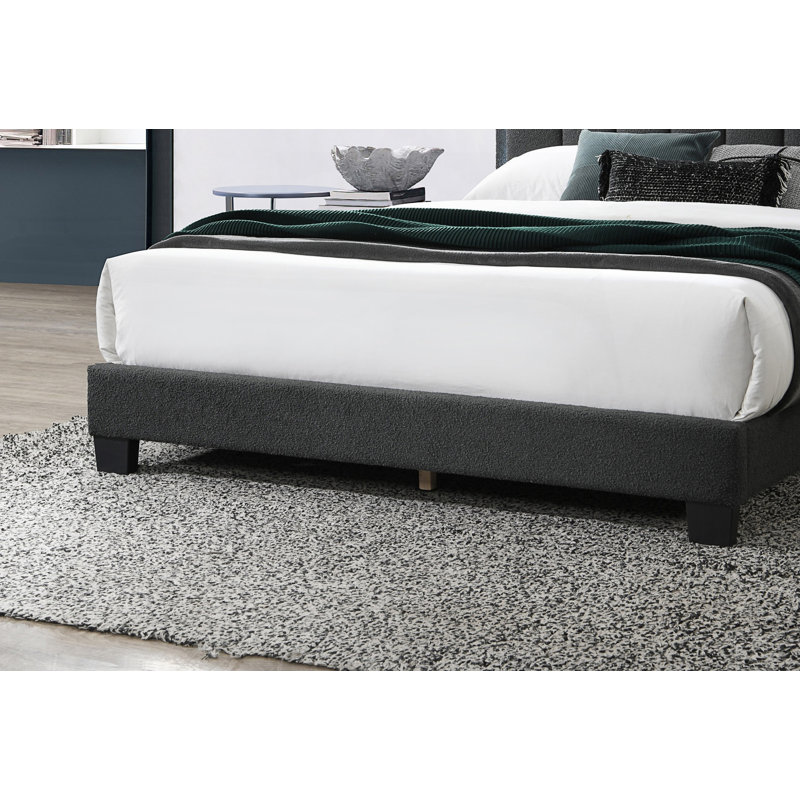 Lit double tapissier 1Pc avec DEL, Complet/Double, Gris anthracite