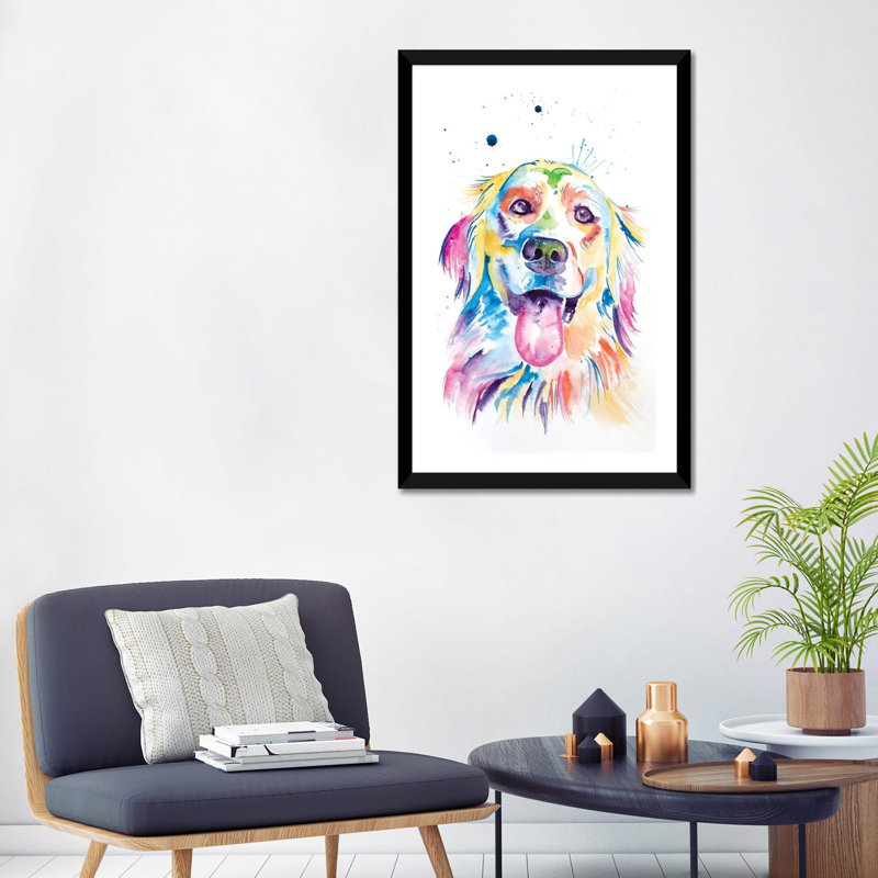 Reproduction d’art « Watercolor Golden Retriever » par Jennifer Seeley, Blanc, H 32 po x l 24 po x P 1 po