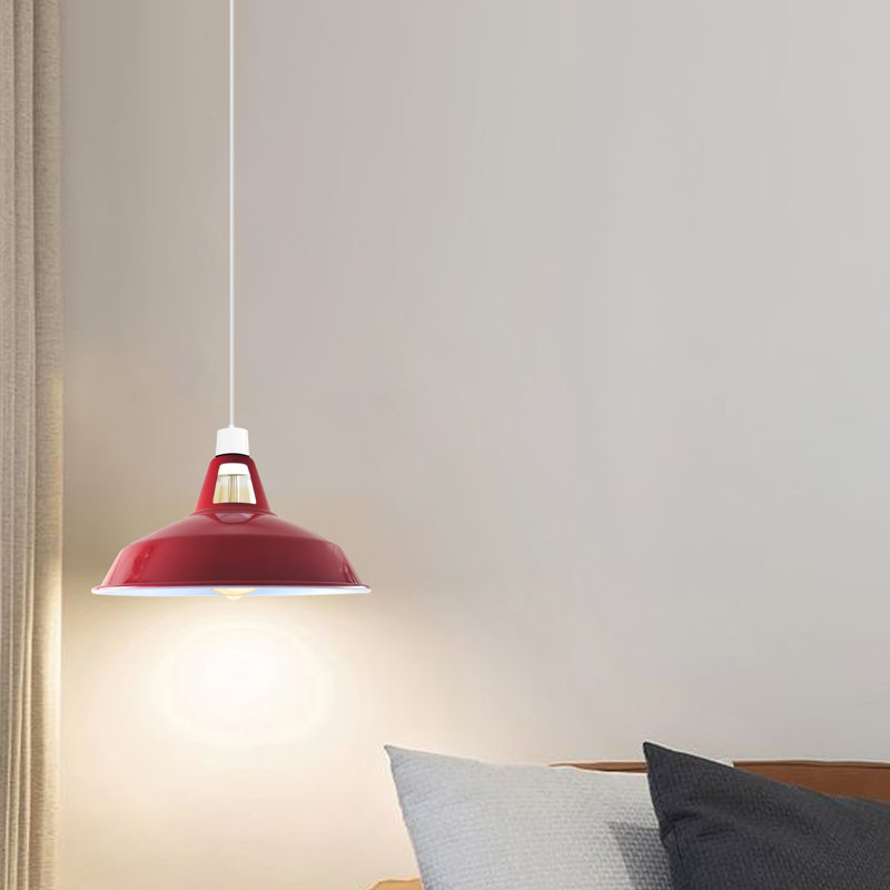 16cm H Metal Bowl Lamp Shade, Red