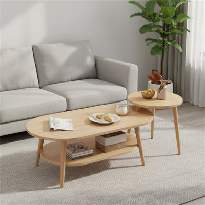 Ensemble de tables basses spacieuses et lisses avec des pieds en angle épaissis pour la sécurité et la stabilité, parfait pour les salons ou les chambres à coucher.