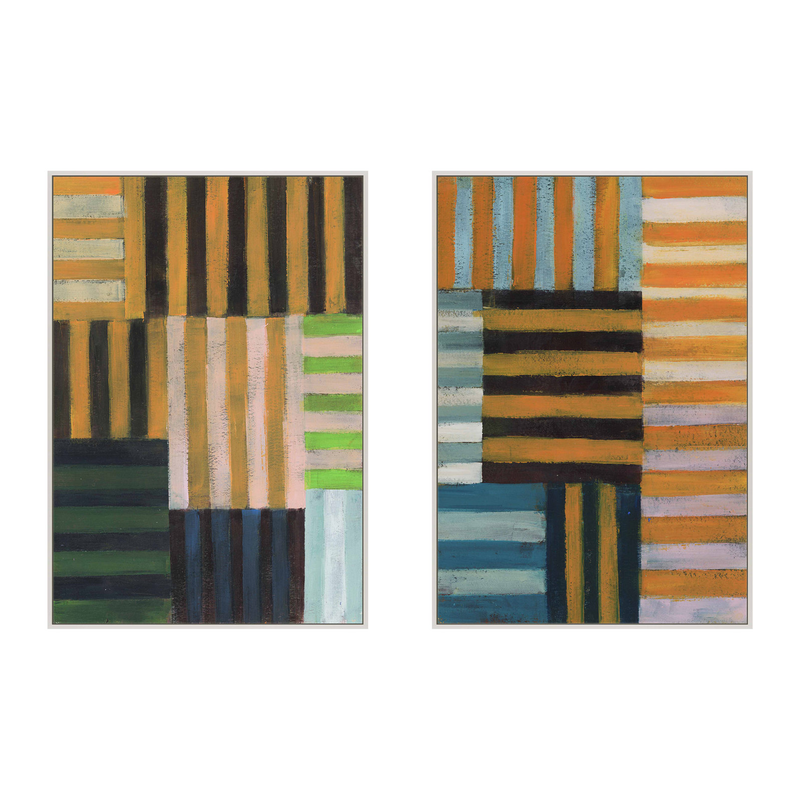 Give-and-Take 2-Piece Print Set, 25" H x 20" W, White, Framed Print Canvas without Mat