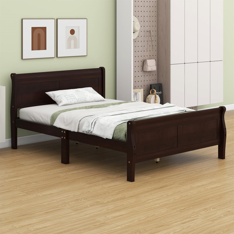 Wooden Platform Bed with Headboard and Footboard, Full, Espresso