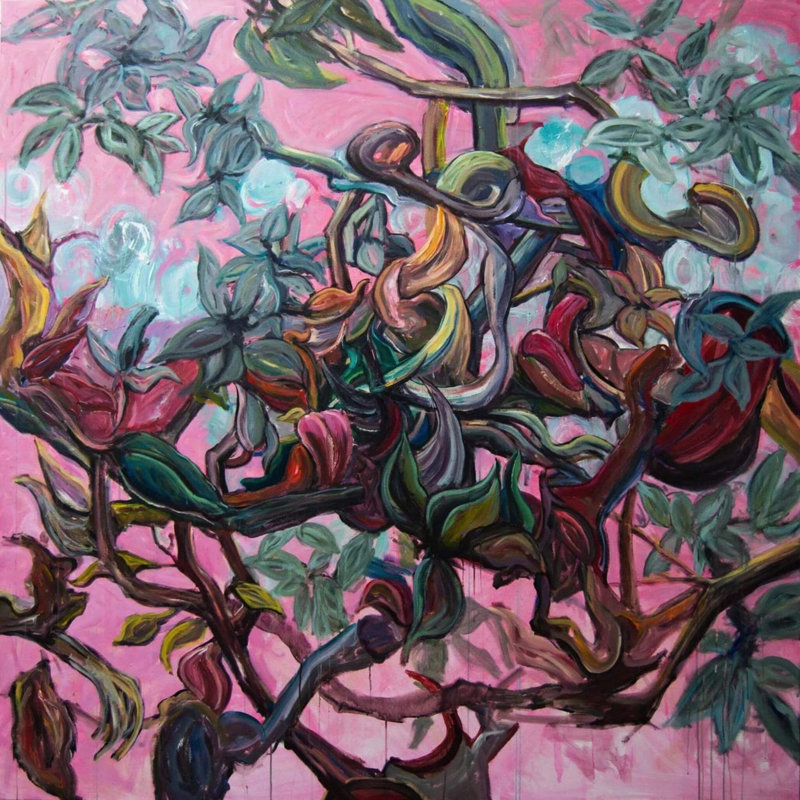 Aviary II - Artist Enhanced Canvas Print, 24" H x 24" W x 1" D, Wrapped Canvas