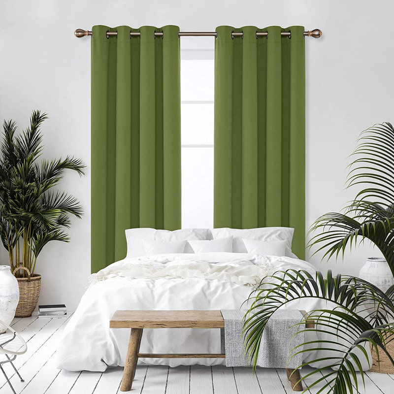 Hisao Room Darkening Curtain Pair, 140 W x 180 D cm, Green