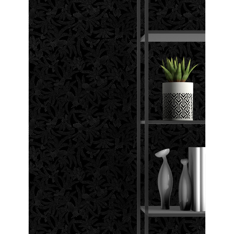 Yuki Osada Floral Wallpaper Double Roll, Black