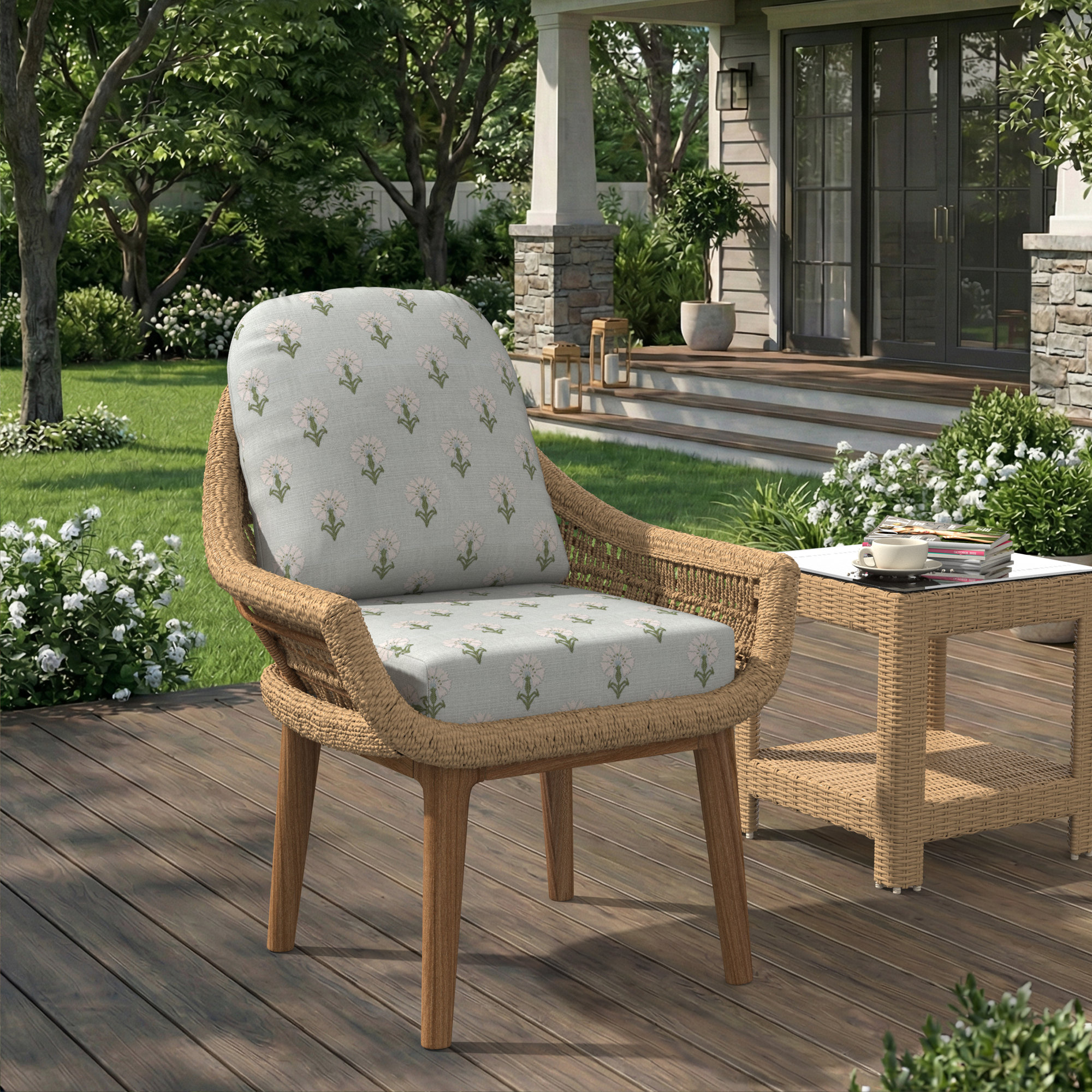 Amala Outdoor Sunbrella® Seat/Back Cushion, Sunbrella Mira Celeste