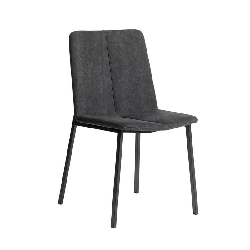 0'' H Fabric Upholstered Metal Side Chair, Black