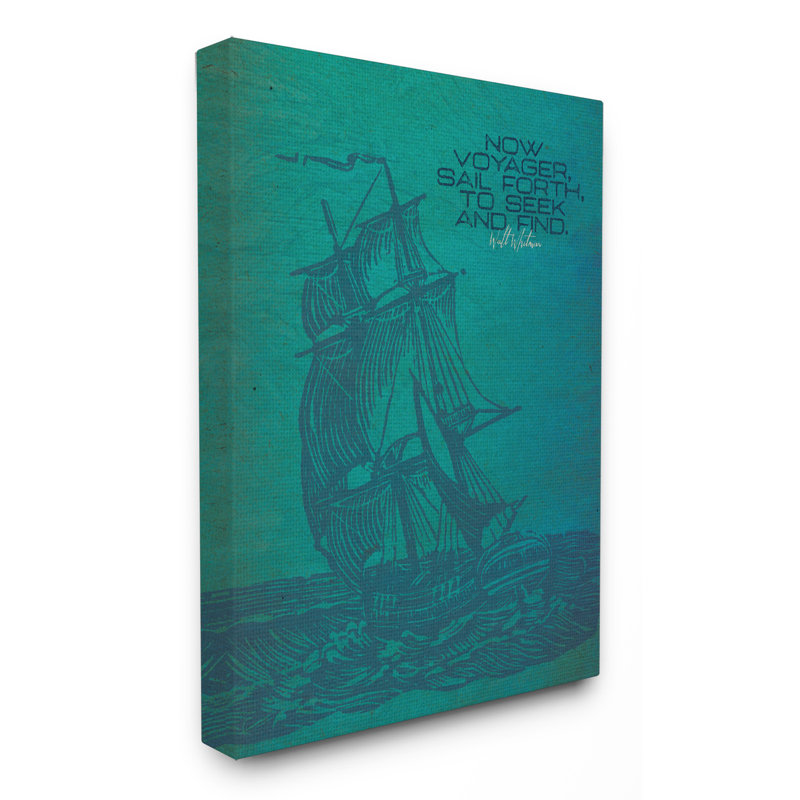 «Now Voyage Sail Forth Ship Illustration», reproduction d'impression sur toile, H 20 po x l 16 po, Toile tendue