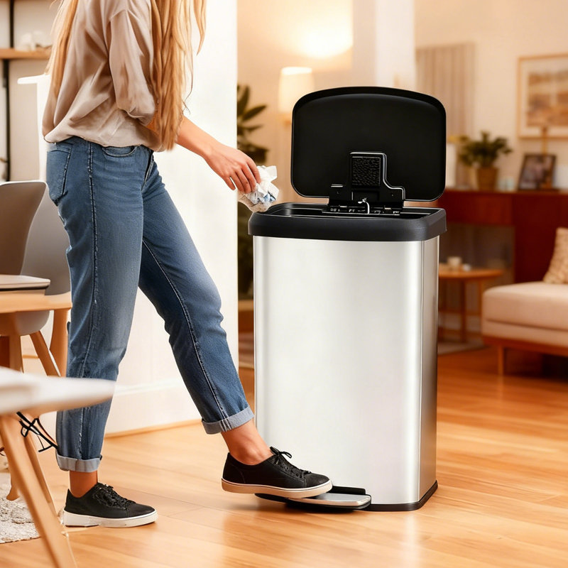 Poubelle à pédale 21 gallons en acier inoxydable pour la cuisine, poubelle 80L