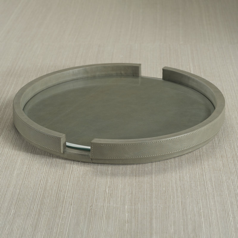 Ruvo Leather Serving Tray with Glass Insert