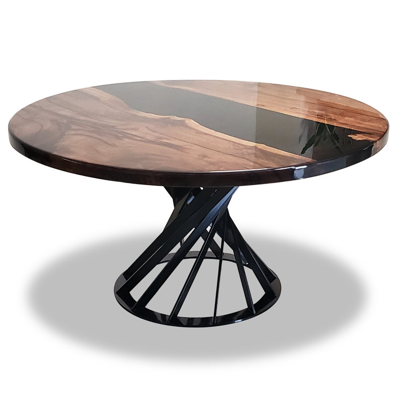 Panaro Round Walnut Wood Dining Table, 96" W x 96" L