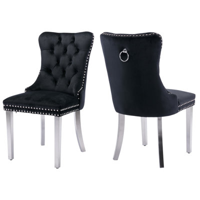 Tufted Velvet Wing Back Side Dining Chairs