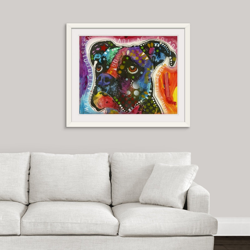 «Dog Art 29» par Dean Russo - impression, H 32 po x l 38 po x P 1 po, Cadre blanc