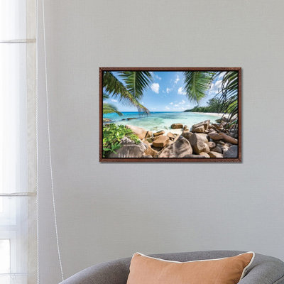 Red Rocks At The Anse Lazio by Jan Becke - Print on Canvas