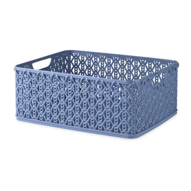 Whitmor Link Stitch Resin Form Rectangular Tote, Blue