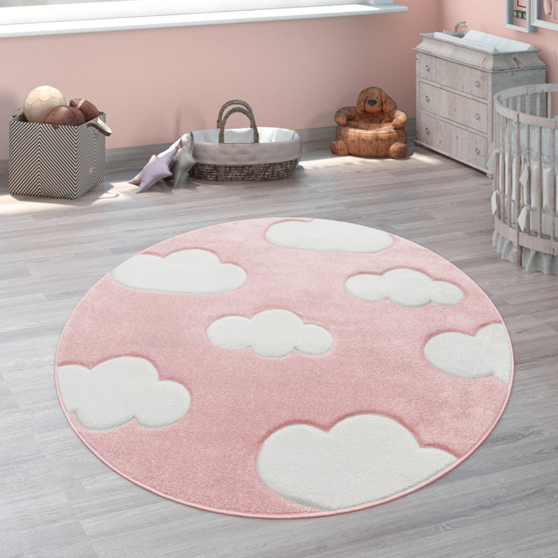 Aleisha Shaggy Pink Rug, Round 120cm