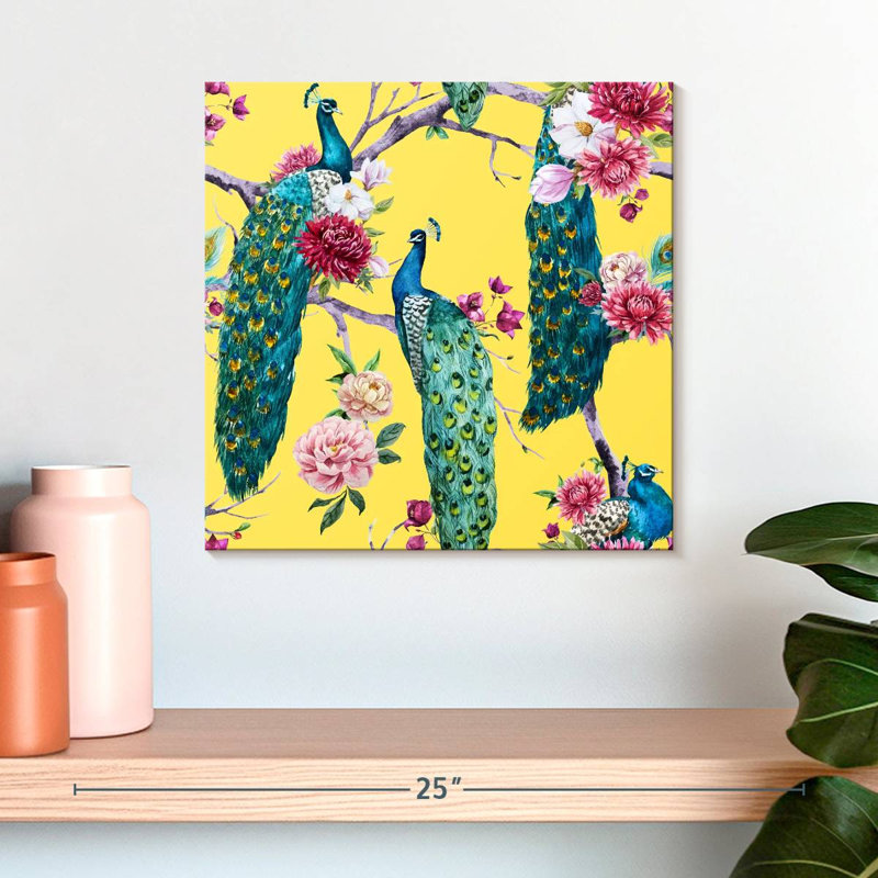 Crowle Elegant Peacocks, 16" H x 16" W