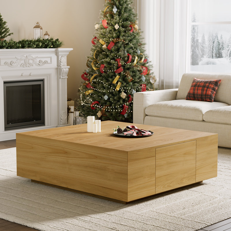 Wood Square Coffee Table, 15" H x 47" L x 47" D