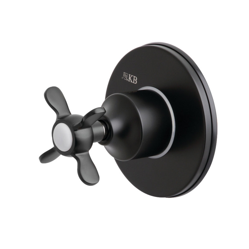 Kingston Brass Single-Handle Wall Mount Three-Way Diverter Valve with Trim Kit, Matte Black