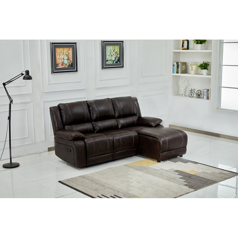 Bonded Leather Brown Modular Reclining Sectional 8061