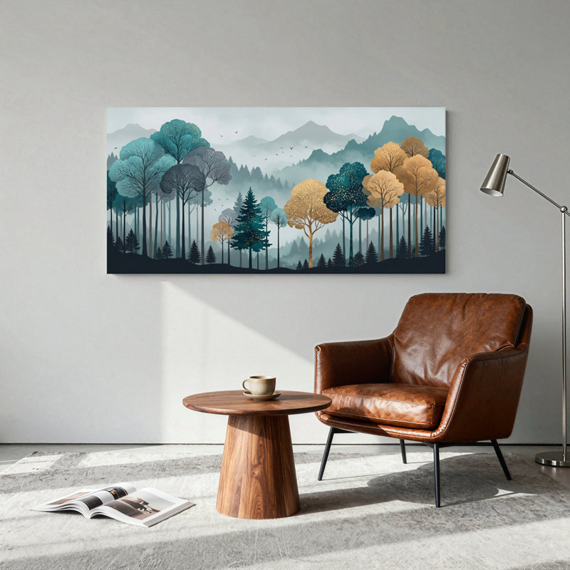 Paysage de forêt, art mural sur toile, ensemble de 1, Wrapped Canvas, L 58 po x H 28 po