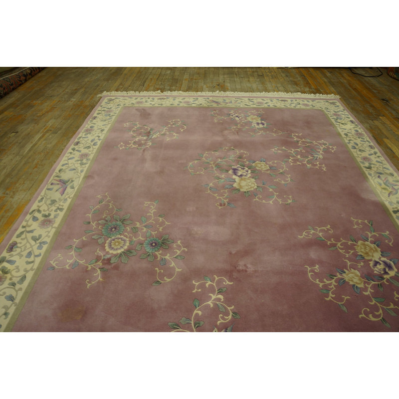 Hand Knotted Wool Area Rug in Purple