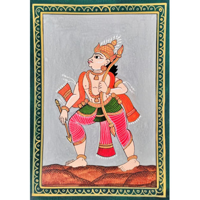 Lord Rama Pattachitra Painting on Paper – 8.3"x5.8" Traditional Indian Folk Art by Gaurav Rajput